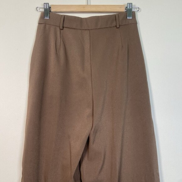 Princess Polly Archer Pant Lower Impact Wide leg Pleated Front Size 2 Brown - Picture 5 of 7